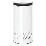 Brabantia - Cesto para ropa, 35 l, tapa de plástico blanca, cuerpo acero blanco