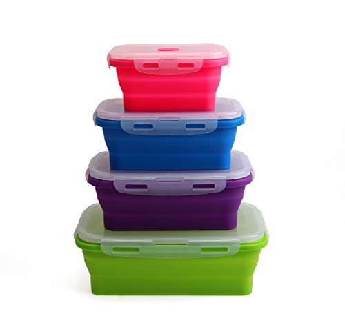 Jean-Patrique Silicone Food Storage Containers - Snap-On Airtight Lid, Leakproof Microwave Freezer Dishwasher Safe with Lid Vents, Keeps Food Fresh, Set of 4