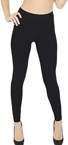 ClothingLogic CL Ladies Womens Pack of 2 Plain Black Everyday Casual Leggings Casual Yoga Gymnastics Perfect All Round Leggings Size M/L UK 12-14 **Offer**