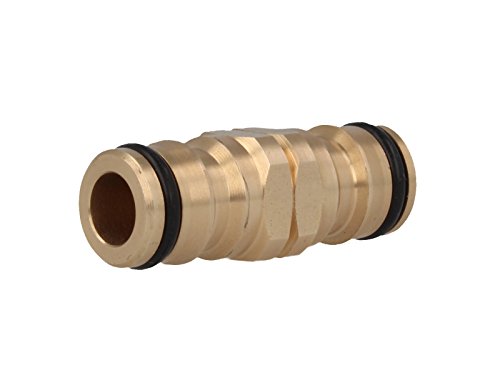 tecuro Doppelstecker mit Stecksystem für Wasserschläuche und Gartenschläuche- massive Ausführung – messing-blank - 2