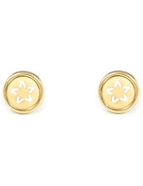 Damen & Kinder runde stern Ohrstecker - Gelbgold 18 Karat (750)