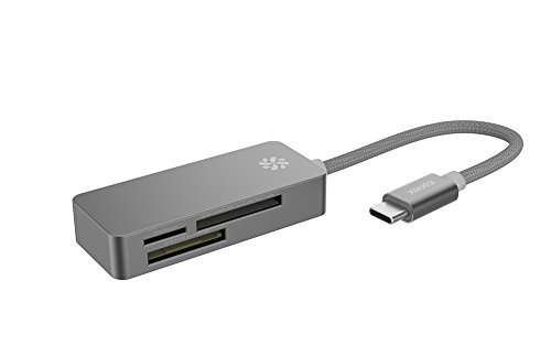 Kanex USB-C / Thunderbolt 3 Kartenlesegerät aus Aluminium - space grey [DuraBraid Kabel | kompakte Bauform | 5 Gbps | Unterstützt 12 Formate (z. B. Micro SD, SD)] - K181-1031-SG8I