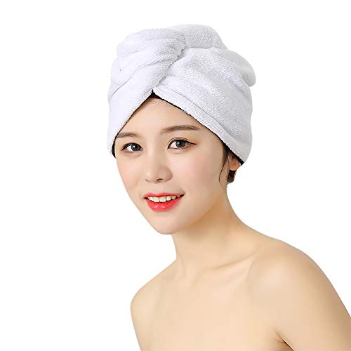 Preisvergleich Produktbild Squenve Super Absorbierende weiche Kopfhaube weiblich Verdickung schnelltrocknend haarlos trockene Haarhaube weiß