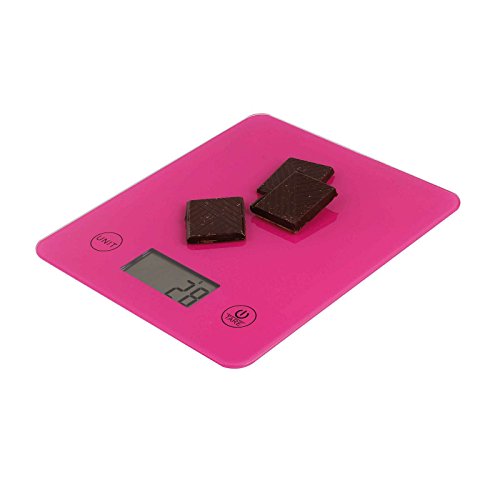 Digitale Küchenwaage Tara-Funktion Haushaltswaage Digital Ultradünn Glas (Waage, LCD-Display, Glasplatte, Maßeinheit Wählbar, 1 g-Schritten, Bis 5 kg, Pink) - 3