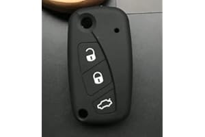 CAR PASSION Cover Guscio Chiave Compatibile Con Fiat Panda Grande Punto Idea Ducato Doblo’ Lancia Ypsilon Musa Silicone Gomma 3 Tasti Portachiavi Custodia Morbido Protezione Telecomando Auto (Nero)