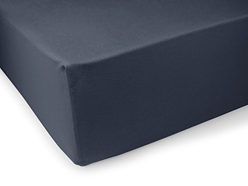 Premium Wasserbett-Spannbetttuch – aus sanforisiertem Baumwoll-Jersey mit 5% Lycra-Anteil – Komfortgröße 180 x 200 cm bis 200 x 220 cm – in 10 attraktiven Farben – auch für Boxspringbetten, anthrazit - 2