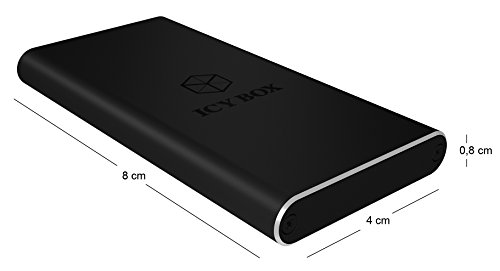 Icy Box IB-182MU3 Externes Gehäuse für 1x 1,8″ (4,57 cm) microSATA SSD mit USB 3.0 Anschluss (UASP), Aluminiumgehäuse, Schwarz - 3