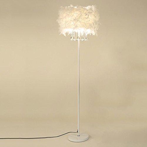 LEGELY Mode kreative feder stehleuchte, wohnzimmer arbeitszimmer schlafzimmer nachttischlampe, einfache moderne vertikale kristall lampe, weiß