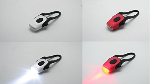 LED Fahrrad-Licht Set Abnehmbar Silikon Rad-Beleuchtung Lampe Leuchte Front- und Rücklicht für Kinder & Erwachsene (Weiß+Rot, je 1 Stück)