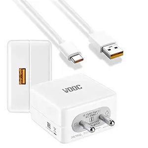 bqet 4a/20w vooc 3.0 charger with c cable for realme 7i/5pro and oppo c type device (type c charger set)- White