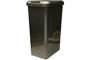 45L RECTANGLE KITCHEN BIN 45 Litre Touch Top Kitchen Bin Rubbish Paper Waste Can Dustbin Rectangle Plastic (Silver)