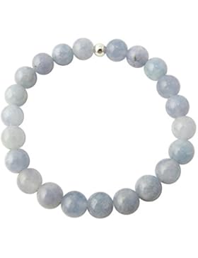 Sunsara Traumsteinshop Edelstein Armband - Aquamarin 8 mm Kugeln (Perlen) und echt 925er Silberkugel - Heilsteinarmband...