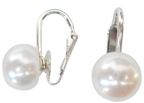 Cultured Freshwater White Pearl Silver clip on earrings presented in a pretty satin silk pouch with a gift card