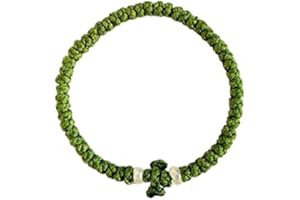 IconsGr Chotki Chapelet Cire bénir Chrétien Orthodox Grec à Petit Fait Main Noeuds Couleur Vert avec Croix Couleur Vert du Mont Athos (Grece)