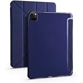 Aksesuarcim Apple iPad Pro 12.9 2020 (4.Nesil) ile Uyumlu Kılıf Silikon Yumuşak Kalem B&ouml;lmeli Esnek 4 Farklı Stand Olabilen T