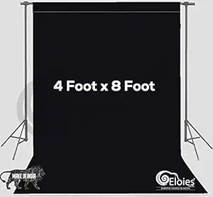 Eloies Professional (Heavy Duty Thick Lekra Polyester Fabric) Black Backdrop for Photography Video Making Photoshoot Background for Photography Recording Photo, Photoshoot (4 Feet x 8 Feet.)