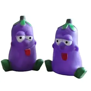 Kiki N Pooch Squeaky Eggplant Shape Toy Rubber Plush Toy, Chew Toy, Rubber Toy for Dog - Pack of 2