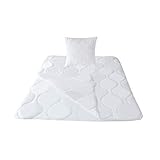 QUALITÄT: gut verarbeitete, sanfte Decken und gut stützendes und trotzdem elastisches Kissen (geruchsneutral). Die Herstellung erfolgt nach dem Öko-Tex Standard 100 und gewährleistet Schadstofffreiheit. Allergiker geeignet - dank des Materials wird Bakterien und Hausstaubmilben kein Lebensraum geboten. PFLEGE: Feinwäscheprogramm bei 30 °., nicht für Trockner geeignet