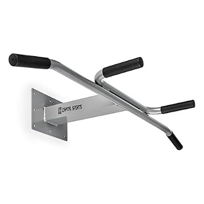 CAPITAL SPORTS Tyro S8 • Barre traction • fixation murale • 2 positions grip • gaines en plastique pour un maintien sûr • matériel de montage mural inclus • charge maximale : 120 kg • cadre en acier stable avec thermolaquage • argent