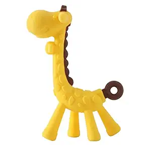 YOUSTYLO - YOU ARE PRIORITY Giraffe Baby Teether Toy | Natural & Organic BPA-Free Silicone | Textured Infant Teething Relief | Freezable Dishwasher-Safe | Chew Toys for Boys, Babies, Newborn (Yellow)