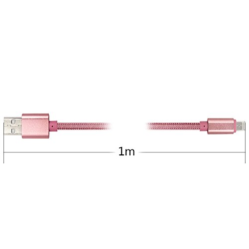 Ein Stecker USB Kabel für Android und iPhone, 3.3ft Reversible Micro-USB-ladekabel und Blitz-Kabel Nylon Geflochtene 2 in 1 Beigetreten Cord Sowohl Gebühr und Datenübertragung für Android / iOS / GPS / MP3( rosa) - 4
