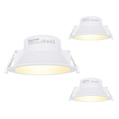 14W 1200Lm LED Einbauleuchten Einbaustrahler Deckenleuchten Flach Bad Küche Warmweiß 3000K Lochmaß 120-140MM AC100~240V IP44 3er Lampen von Enuotek