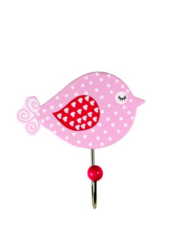 Pink Bird Single Door Hook Coat Hook Wall Hook for Girls Nursery or Bedroom
