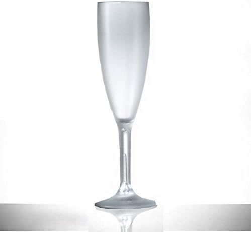 Frosted Plastic Polycarbonate Champagne Flutes 12 Pack | 6.6oz | Catering Quality Plastic Glassware - Reuse 1000 Times - | Virtually Unbreakable - Tough Polycarbonate