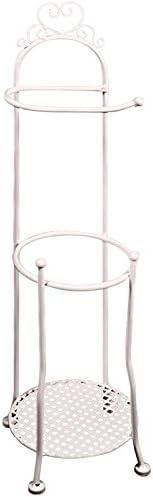White Shabby Chic Heart Bathroom Free Standing Toilet Roll Holder Storage Stand