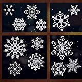 ZMunited - Pegatinas de Campana de Copo de Nieve, Color Blanco, para decoración de Navidad, para el año de Invierno y Navidad, 4 Hojas