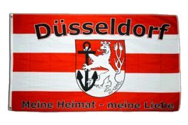 Preisvergleich Produktbild Flaggenfritze® Fanflagge Düsseldorf Meine Heimat - meine Liebe 90x150cm