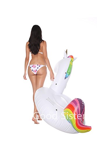Inflatable Unicorn Pool Float, Outdoor Swimming Pool Floatie Float Lounge Toy Bed with Rapid Valves for Kids 02