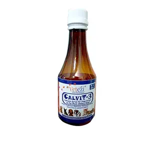 Vetezi CalVit-3 by 'Tom and Birdy' | Calcium Syrup for Dogs & Cats as per Basic Dietary Need (200ml)