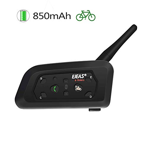 TOPRUI V6 Casque Bluetooth Intercom Pour Moto, Casque Casque de Sport Mains Libres Bluetooth Intercom 1200M Intercomunication Entre 6 Motards (1 Paquet)