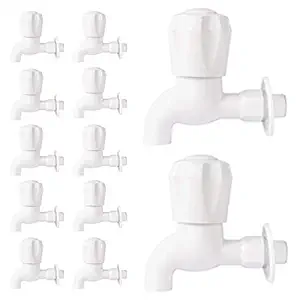 SOCCER- Plastic Bib Cock Tap (Pack of 12)/ Heavy Duty Crystal Plastic Water Tap/Long Body Plastic Bib Cock/Routing Tap/Washing Area/Kitchen Sink Tap/Bathroom Bibcock for Hot & Cold Water/Basins Cock (Pack of 12)