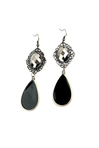 Aretes - SODIAL(R)Un par de retro negro ¨Cmodo Pendientes largos Aret