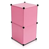 VENKON – Kinderzimmer Steckschrank Frei Gestaltbares DYI Steckregal System Regalschrank: 2-Module-Set, rosa - 6