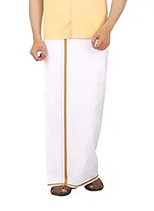 Andleeb Dhoti Cotton Lungi White Borders Sarong Men Indian Thick Mundu 2 mtr
