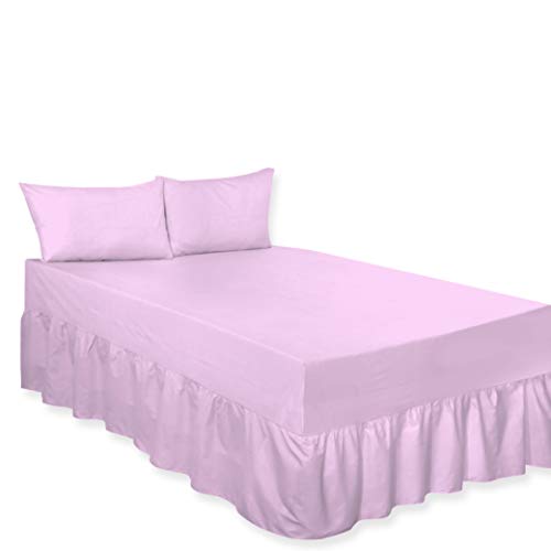 Fitted valance Sheet Plain Dyed Polycotton Sheets in following Colours and Sizes (DOUBLE, Lilac)