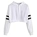 Produktbild Geili Damen Mädchen Bauchfreie Sweatshirt Mode Langarm Gestreift Hoodie Kurz Kapuzenpulli Langarmshirt Crop Tops Sportoberteile Streetwear Pullover Bluse