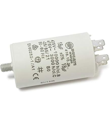 Kondensator für Motor, 10 uF ± 5 %/475 V + GRD, 36 x 58 mm, DUCATI