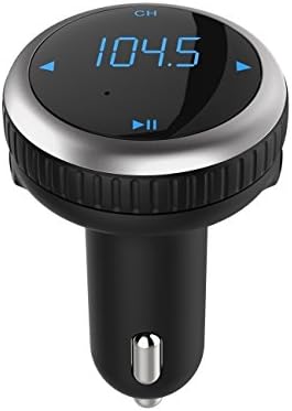 Wireless In-Car Bluetooth FM Transmitter &amp; Car Charger,Radio Adapter Hands-Free Car Kit, Car MP3 Player with Dual USB Port Supports SD Card (Silver)