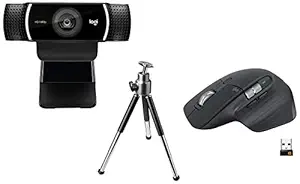 Logitech C922 Pro Stream Webcam, HD 1080p/30fps or HD 720p/60fps, Black (960-001090) & MX Master 3 Advanced Wireless Mouse - Ultrafast Scrolling, 4000 DPI, Use on Any Surface, Mid Grey