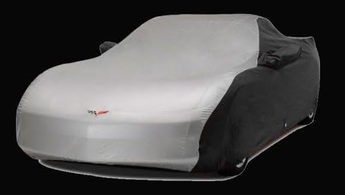 Designer Mat Black/Silver Two Tone C6 Embroidered Logo Car Cover for 2005-2013 Corvette Models by Designer Mat