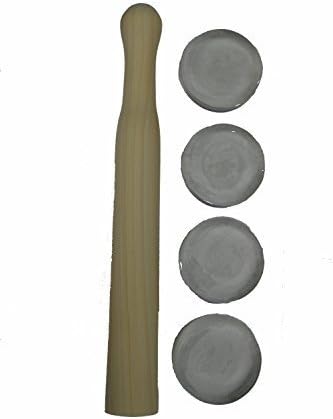 Wooden Cabbage Tamper Plus Fermentation Jar Weights for wide mouth quart jar by Picklemeister