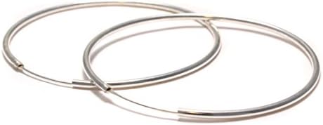 Simple 925 Silver Hoop Earrings with Clasp in Retro Look (60 mm)