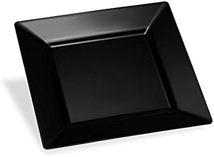 20 Disposable Heavy Duty Square Plastic Plates - Black (6.5" (16.5 cm))