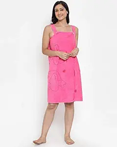 JARS COLLECTIONS Microfibre Bathrobe for Women | Sleeveless Towels Robe for Girls Ladies | Free Size Bath Suit Wrap for Spa Shower | Wearable Magic Towel, Pink
