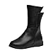 Produktbild Sannysis Stiefeletten Damen Elegant Frauen Gürtel Runde Kappe Stiefel Street Middle Boots Schwarz 36-42