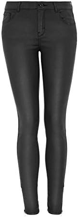 Hallhuber Coated Skinny Jeans With Zipper 10, Black Denim
